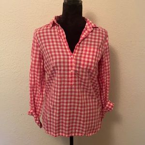 J Crew Boyfit Pink Gingham Blouse